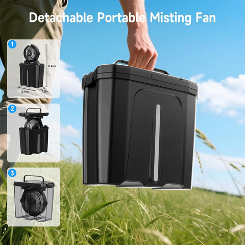 Portable Misting Fan - 11L Bucket, 20000mAh Rechargeable Battery Powered Fans for Patios