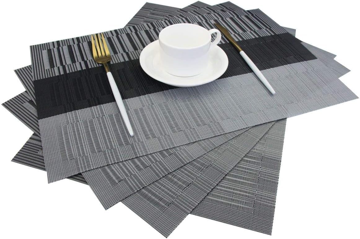 Kitchen Dinning Mats Set PVC Placemats Non-slip Table Mats Retro Luxury Court Style Heat-resistant (10Pc Set)