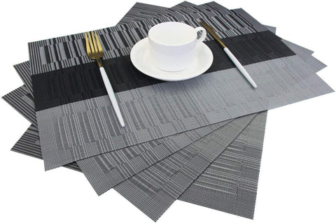 Kitchen Dinning Mats Set PVC Placemats Non-slip Table Mats Retro Luxury Court Style Heat-resistant (10Pc Set)