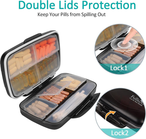 Fullicon Moisture Proof Medicine Organizer, XL Pill Organizer with Strong Hinge