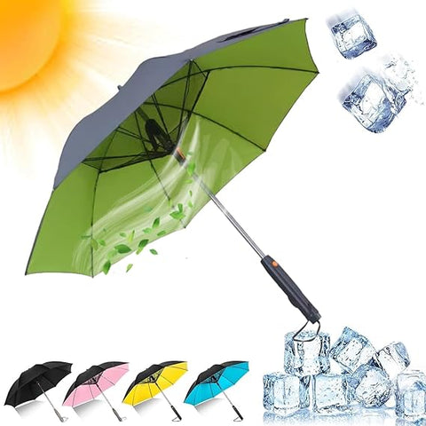Long Handle Umbrella with Fan, Sun Umbrella Built in Fan and Mister System