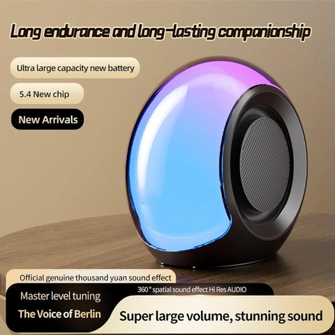Portable Heavy Bass Bluetooth Speaker with LED Light (Grey)