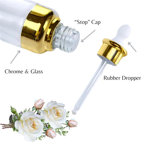 Willow Luxury Clear Glass Dropper Bottles - Thick 2oz (50ml) Leakproof Eye Dropper Bottles for Essential Oils, (12Pc Pack)