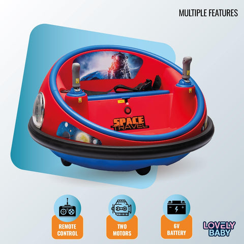 emma Kids Ride-On Bumper Car, Purple, Electric Powered, with Control Handles, Model V-2025,