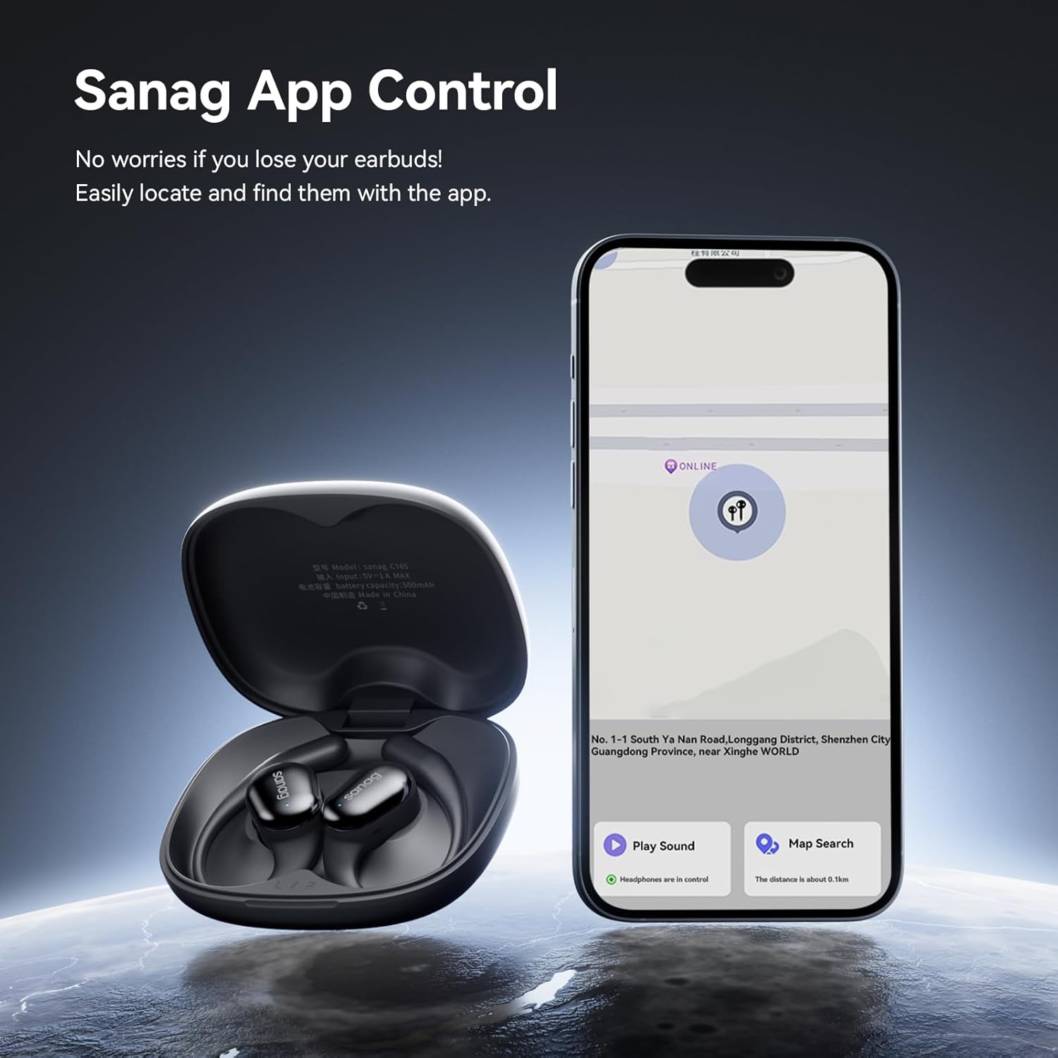 Sanag C16s- Ear Headphones True Wireless Bluetooth 5.4 Open Ear Earbuds