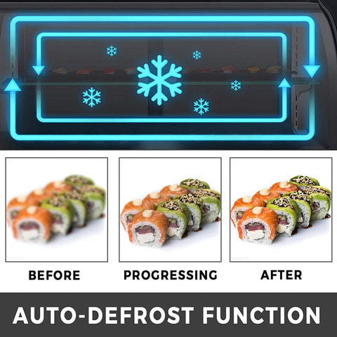 Olmecs Sushi Display Refrigerator, Sushi Display Cooler, 4 x 1/4GN Trays Countertop Sushi Showcase, 42L Food Show Fridge