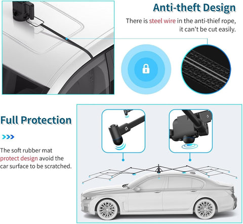 Fully Automatic Car Umbrella for Roof with Remote, 4.2m/4.8m/5.2m Universal Car Tent with Bracket