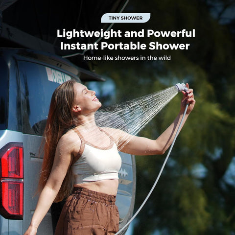 FLEXTAILGEAR Portable Shower Pump, Rechargeable Camping Shower, Outdoor Tiny Shower for Hiking
