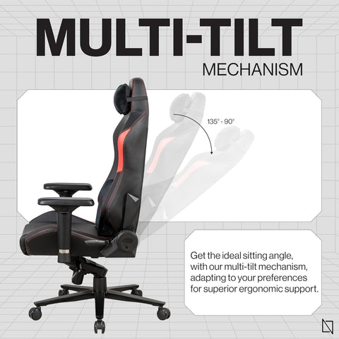 Navodesk APEX AIR, Ergonomic Gaming Chair (CloudLeather (M), RED)