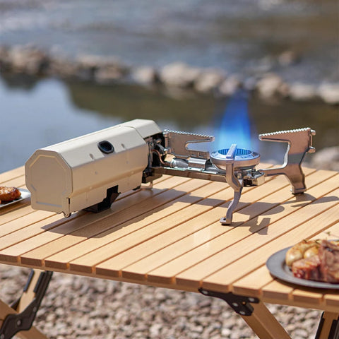 Portable Foldable Compact Camping Stove for Outdoor Cooking, Hiking, Backpacking & Emergency Use (Khaki)