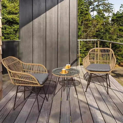 Olmecs Set of 3 Pieces Patio Chairs Bundle with Glass Table