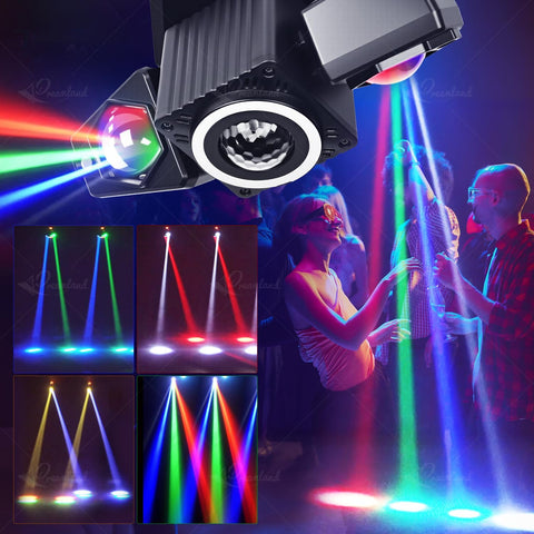 Olmecs 50W LED Beam Moving Head Light Red Green Laser Disco Light with Magic Ball Rotating Remote Control Suitable for DJ Party