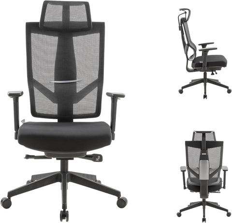 NAVO AERO, Premium Ergonomic Fabric Office Chair  (PURE BLACK)