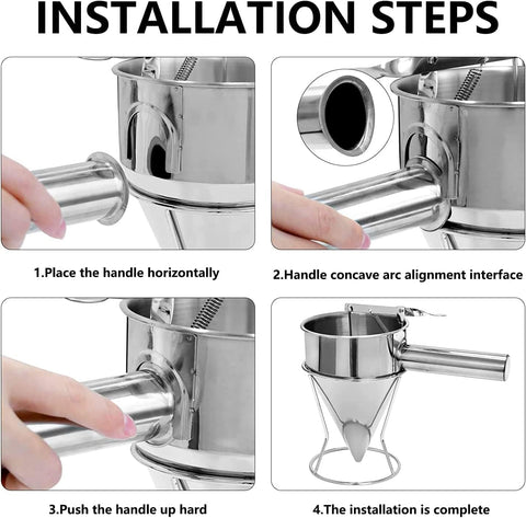 Stainless Steel Funnel Cake Dispenser, Pancake Batter Dispenser with Stand Great for Cupcakes, Takoyaki