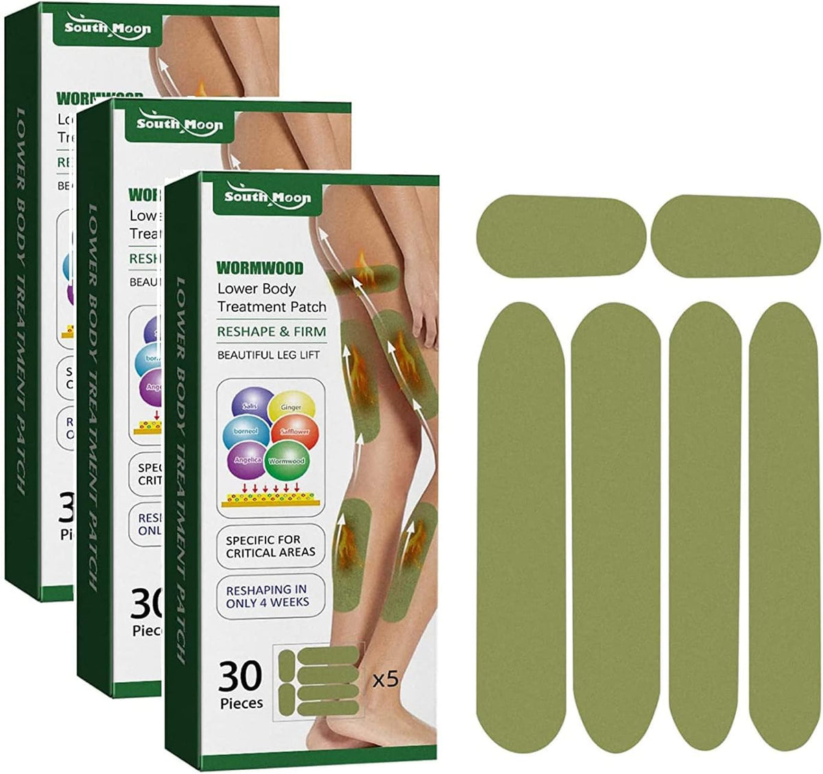 South Moon Herbal Leg Patches to Reduce Cellulite, Firming & Cellulite Reducing Thigh Patch  (3 Boxes-90 Pieces)