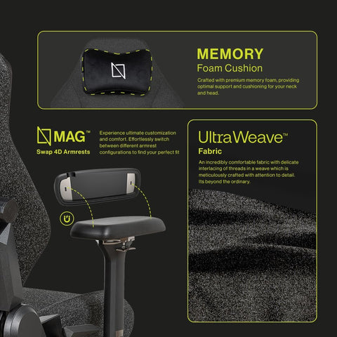 Navodesk APEX AIR, Ergonomic Gaming Chair (PRO UltraWeave - Black)