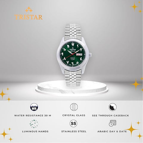Tristar BA Series Men's Automatic Watch Arabic Numeral Dial Bracelet Wrist Watch for Men