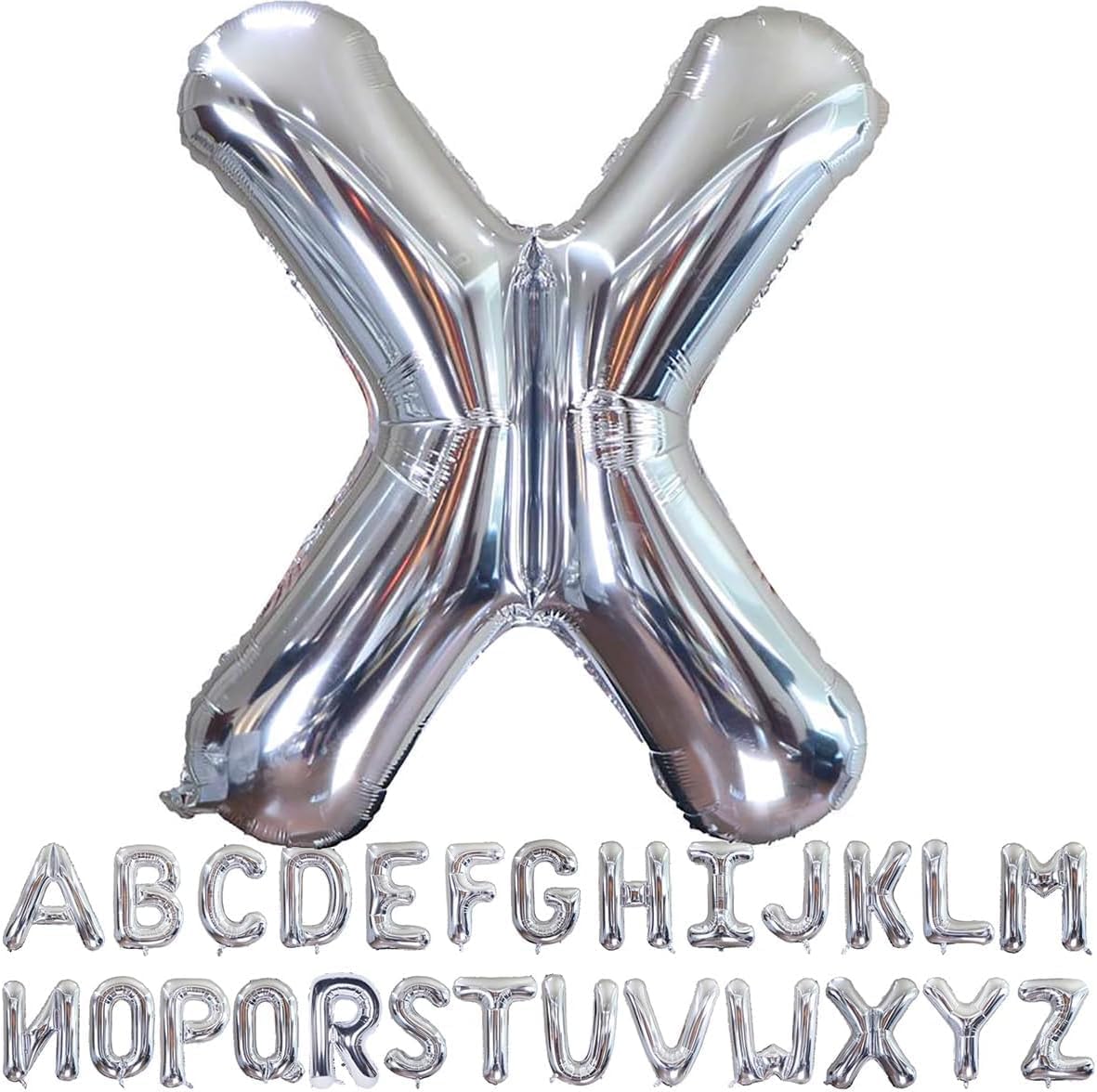 Willow 40 Inch Large Helium Silver Letter for Birthday Party Anniversary Valentine's Day Supplies