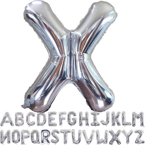 Willow 40 Inch Large Helium Silver Letter for Birthday Party Anniversary Valentine's Day Supplies