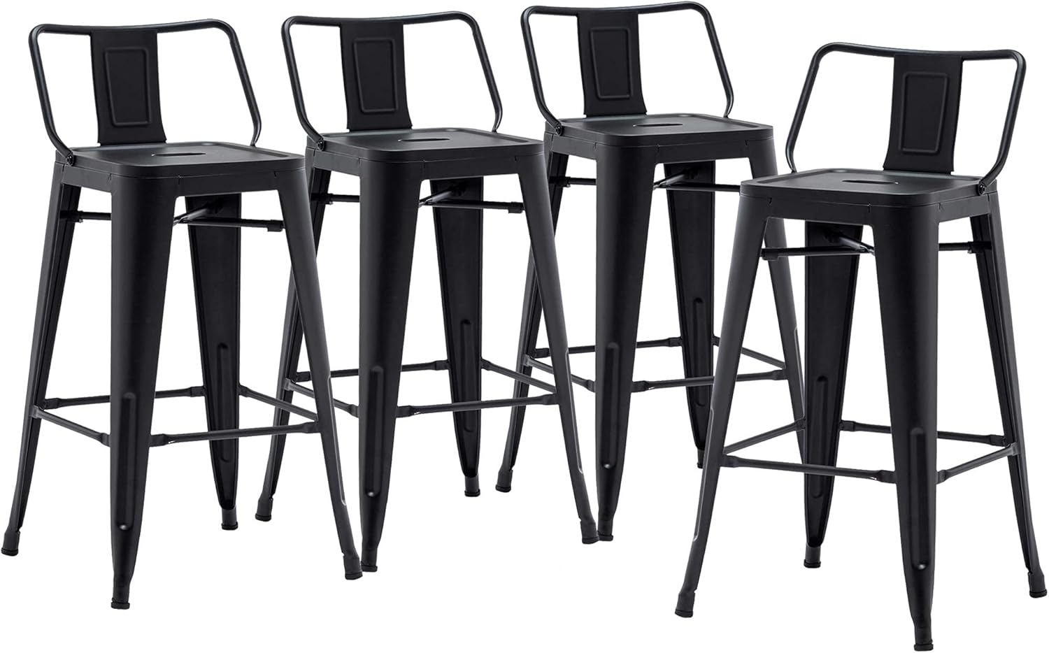 Olmecs Metal Bar Chair With Back Support High Chair (Black)