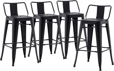 Olmecs Metal Bar Chair With Back Support High Chair (Black)