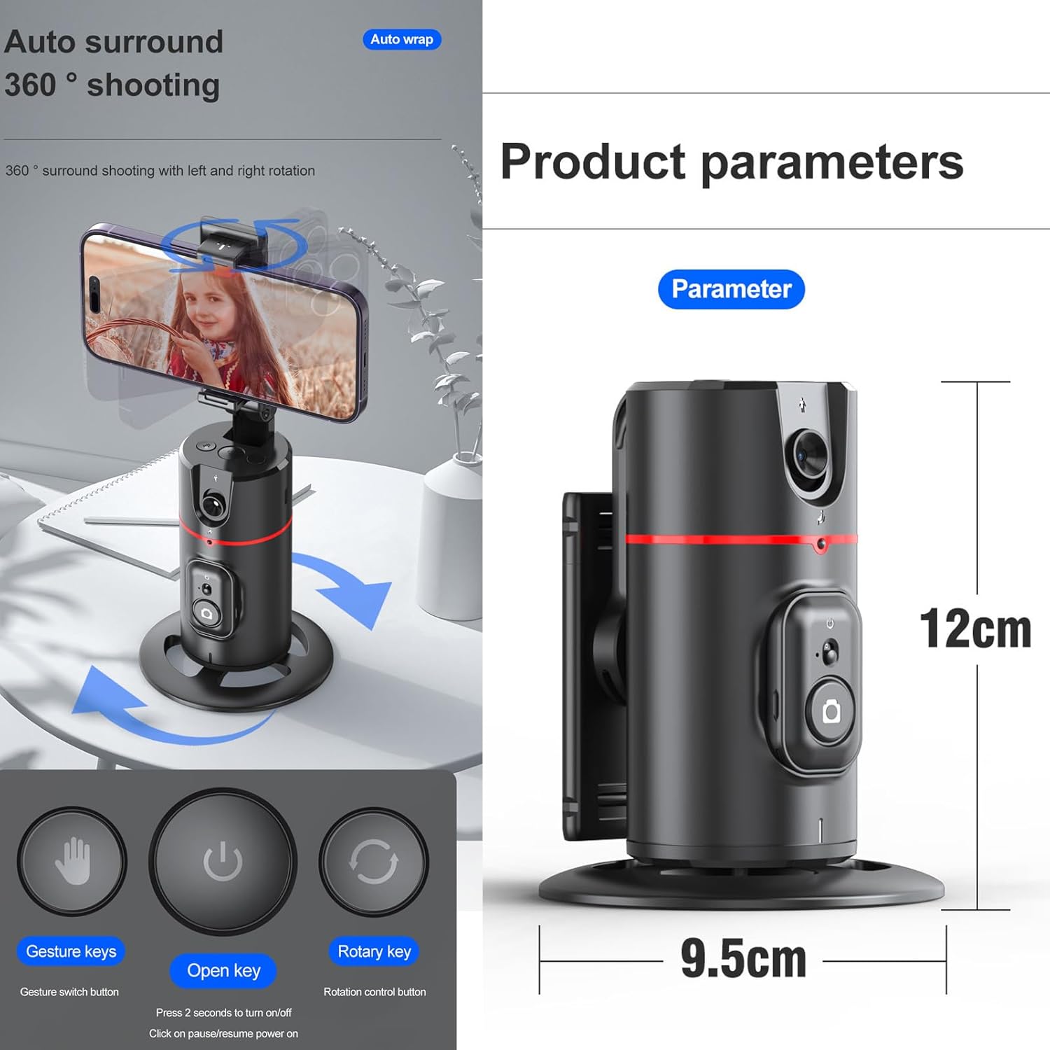 Recordak Auto Rotation Auto Tracking Phone Holder, 360° Rotation Phone Camera Mount – Emaratshop