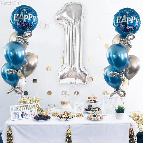 Silver Number Balloons in Helium Foil Mylar No.1