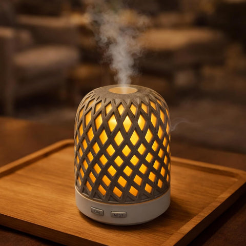 Flame Effect-Coffee Brown, Ultrasonic Aroma Diffuser with Warm LED  Essential Oil Humidifier, Quiet Mist Air Freshener-White (Copy) (Copy)