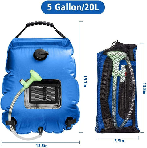 Portable Solar Camp Shower Bag Blue– 5 Gallons/20 Litres | Outdoor Camping Shower for Hiking