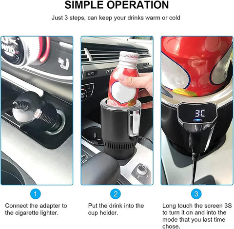 Portable 2-in-1 Car Cup Warmer & Cooler, USB Electric Beverage Heating and Cooling Cup Holder