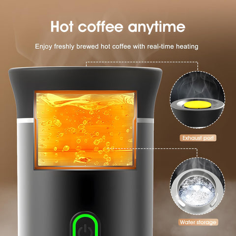 Portable Electric Pod Coffee Maker, Battery Powered for Camping and Travel, 12V Car Coffee Maker