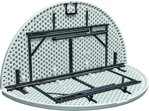 Olmecs Portable Plastic Folding Table Dia 150 cm Round for 8-10 Person for Party (white 2)