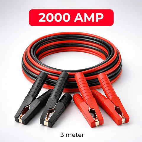 2000AMP - 3Meter Car Battery Jumper Cables – Booster Cables with Copper Clamps, Heavy Duty, Ideal for SUV
