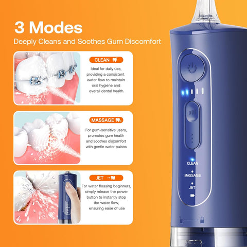 Bitvae Water Flosser Professional for Teeth , Portable 260ML Water Teeth Cleaner Picks , 3 Cleaning Modes