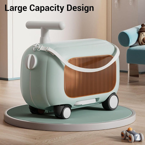 Kids Ride On Luggage, Multi Functional Toddler Suitcase with Wheels and 90 Degree Folding Pedals