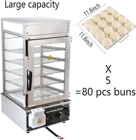 Commercial Bun Steamer Electric Food Display Automatic Temperature Control