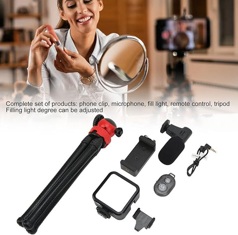 Cellphone Vlog Microphone Kit/Video Kit for Phone with Metal Microphone and Filllight