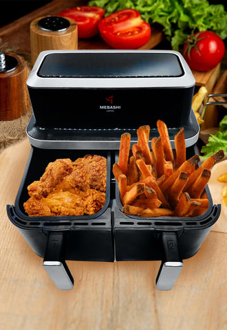 Mebashi 9L Air Fryer Dual Basket with Touch Screen 2600W