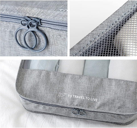 Willow 7 Pcs Travel Luggage Packing Organizers Set,Compression Travel Luggage Organizer (Grey, oxford fabric)