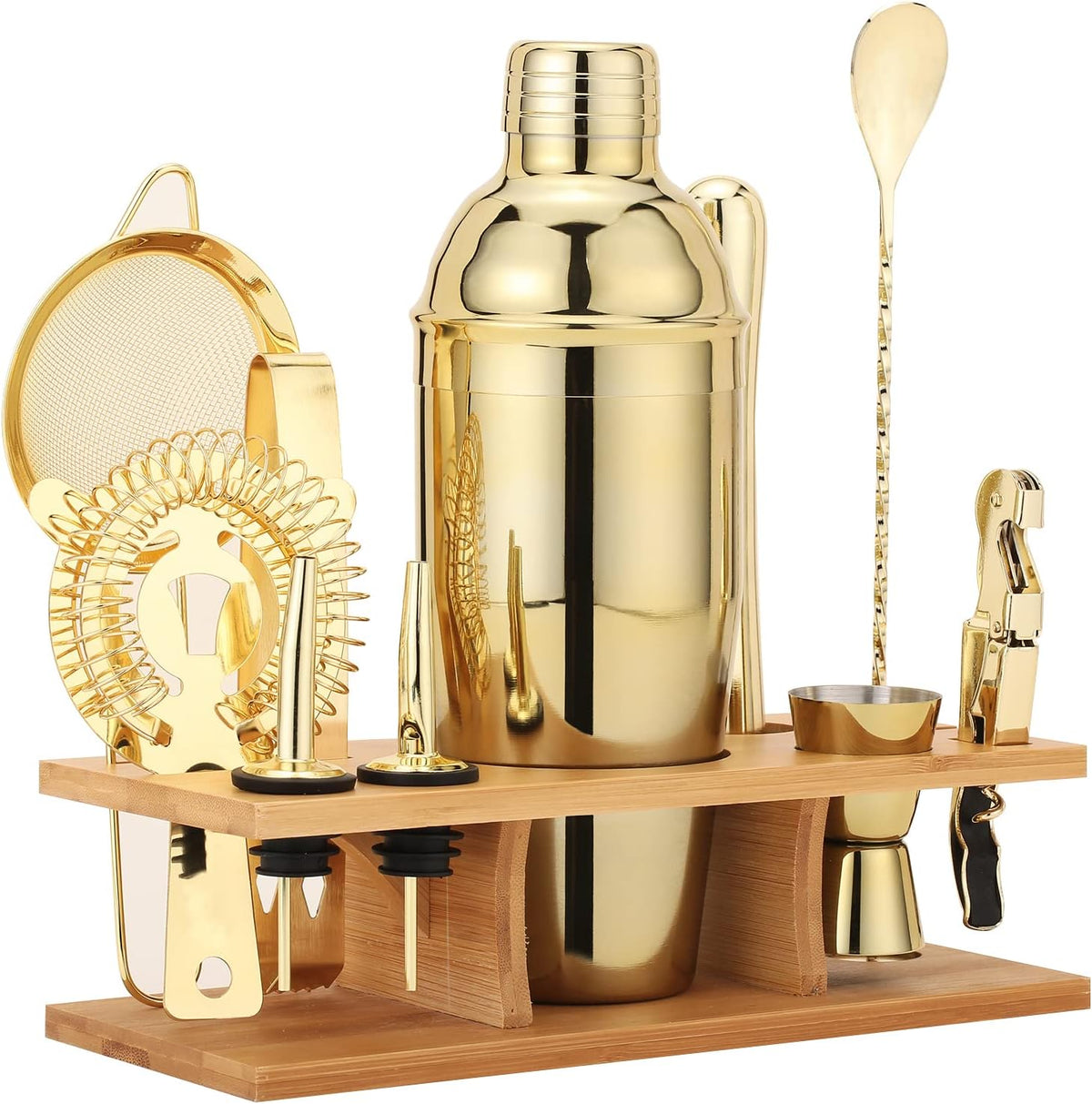 Olmecs Rose Gold Shade Bartender Kit 11-Piece Cocktail Shaker-Muddler for Cocktails 25oz