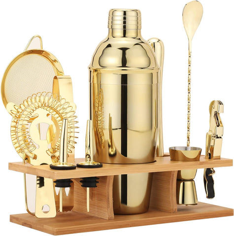 Olmecs Rose Gold Shade Bartender Kit 11-Piece Cocktail Shaker-Muddler for Cocktails 25oz