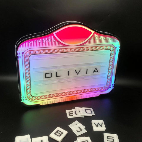 Cinema Light Box LED Letter Bottle Presenter with Color Change, Customized Logo - Perfect for Happy Birthday, Color Letter Billboard,Hand Holding Luminous LED Presenter