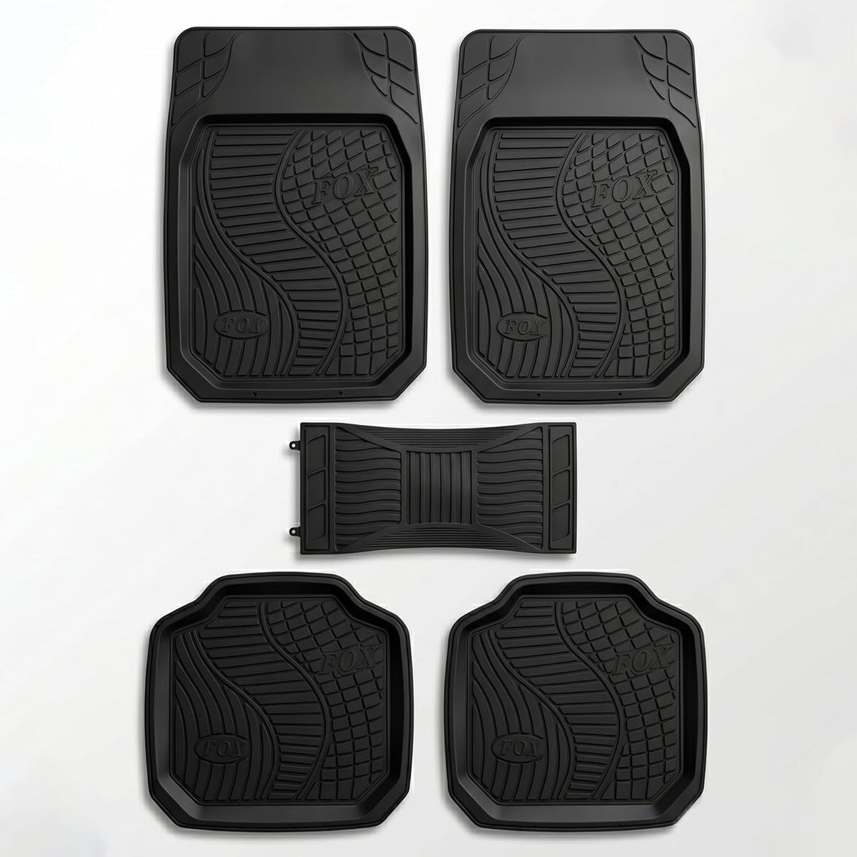 5 Pcs Set Car Floor Mats, Premium Rubber Anti-Slip Waterproof Car Mats with Cargo Liner, All Weather Front, Rear & Center Mats 70x50
