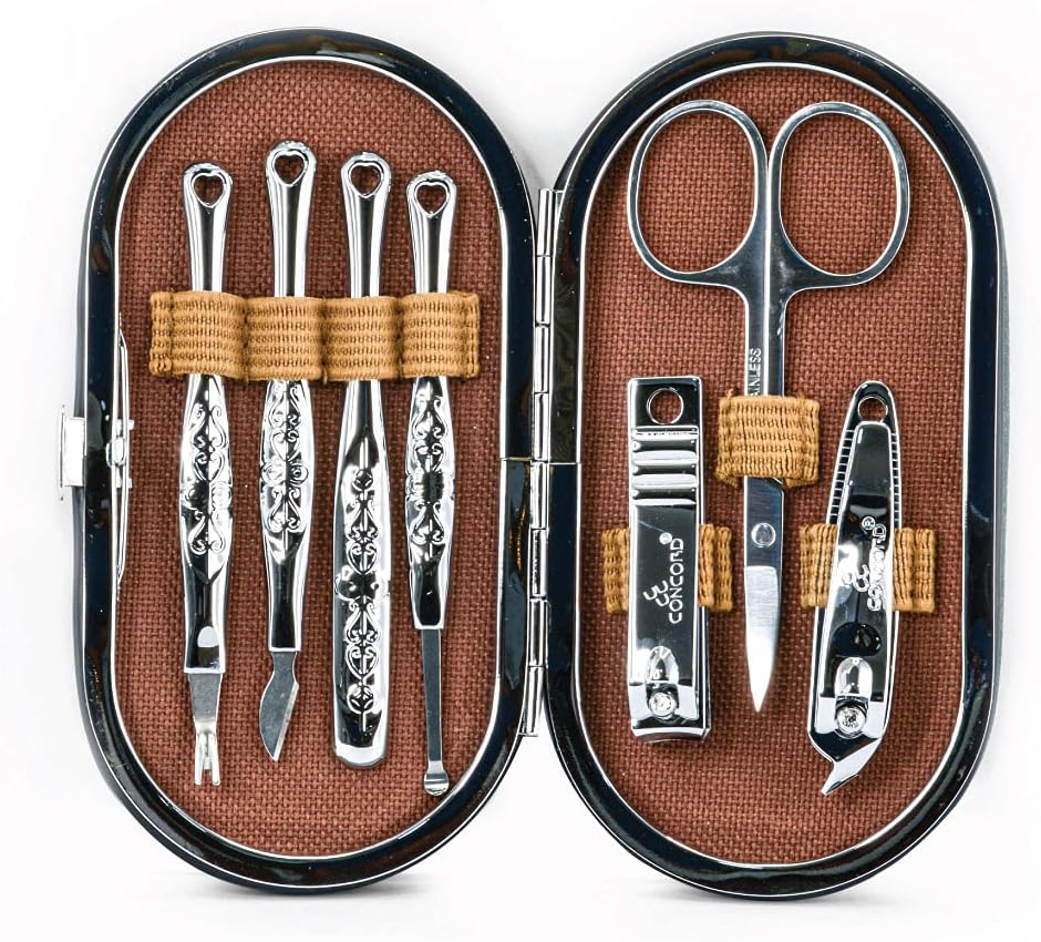 Concord Manicure Set | 6 Nail and Cuticle Tools, 1 Ear Cleaner