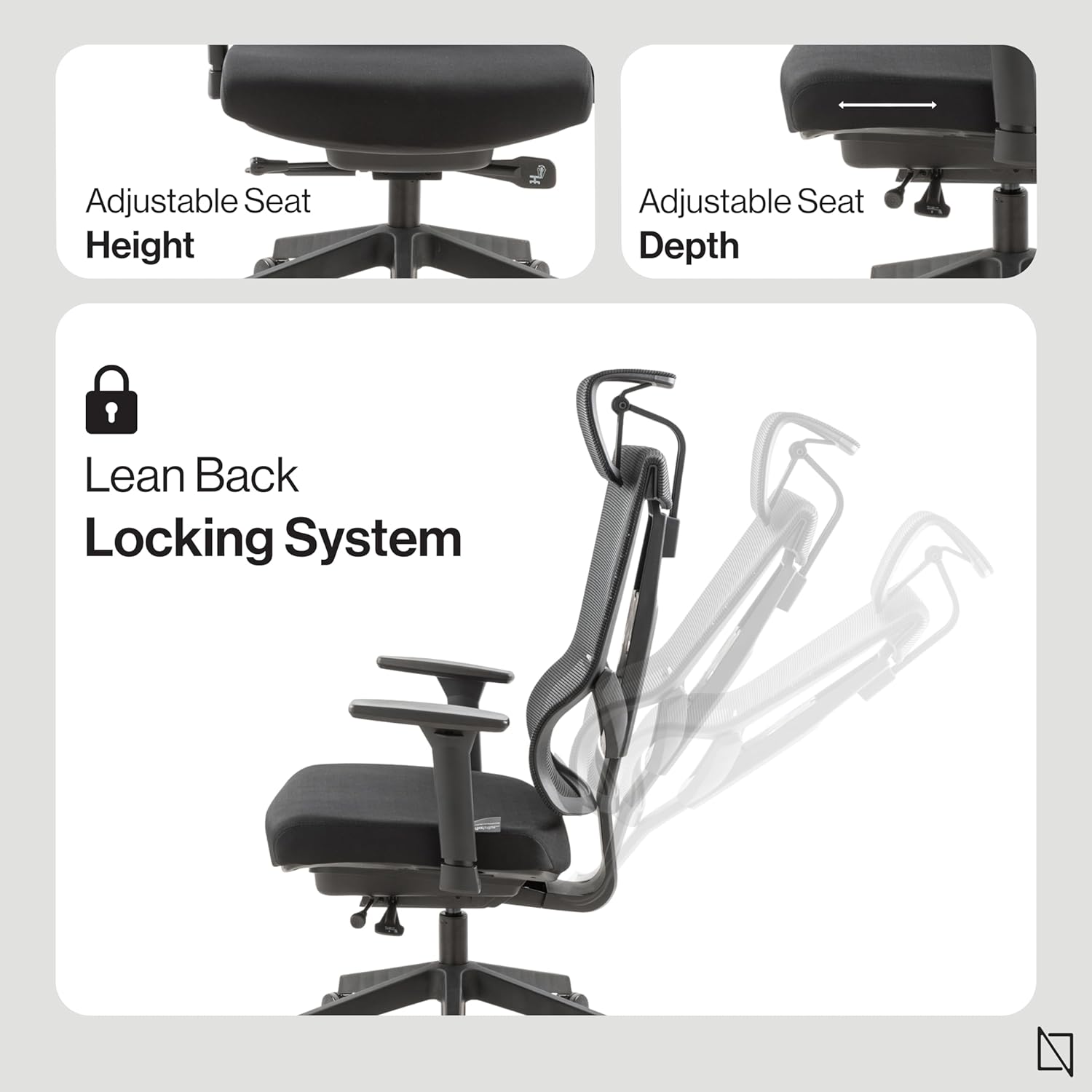 NAVO AERO, Premium Ergonomic Fabric Office Chair  (PURE BLACK)