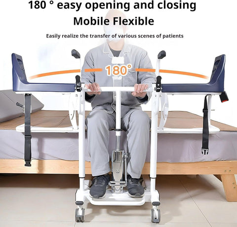 ENJOYCARE Hydraulic Patient Lift Transfer Chair - Adjustable Height, Soft Toilet Seat, 150kg Capacity, Bathroom Wheelchair