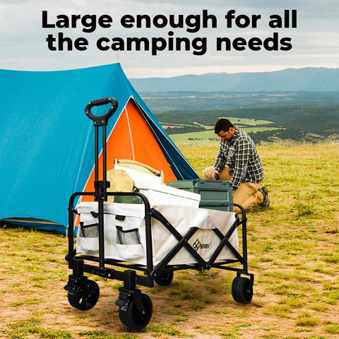 Olmecs 100KG Garden Trolley - Utility Transport Cart, Shopping Wagon with Wheels, Beach & Festival Trolley for Camping, Trips