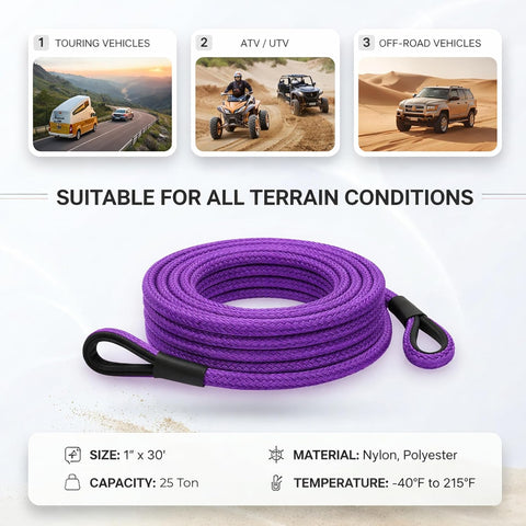 25T - 9M Heavy Duty Synthetic Winch Rope – Off-Road Recovery Tow Rope with Reinforced Loops, High Strength Braided Cable for SUV, Truck, ATV, UTV (Copy) (Copy)
