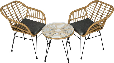 Olmecs Set of 3 Pieces Patio Chairs Bundle with Glass Table