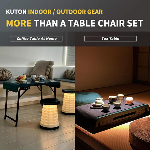 KUTON Folding Table Chair Set, 2.3ft Camping Table,Portable & Sturdy Structure